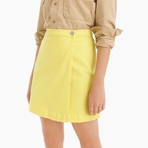 J.Crew Yellow Garment-dyed Japanese Denim Wrap Mini Skirt